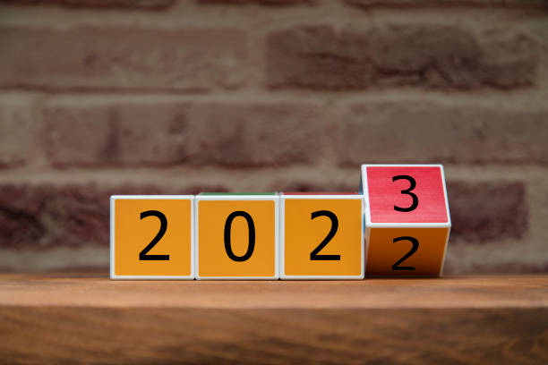 2023 written on wooden blocks.