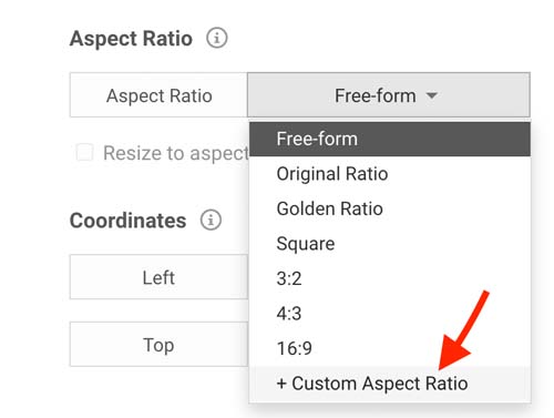 Choose Custom Aspect Ratio